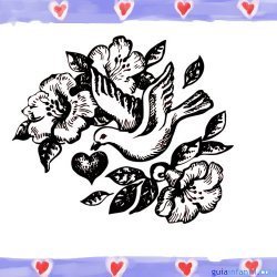 Paloma de la Paz y un corazón. Imágenes para pintar