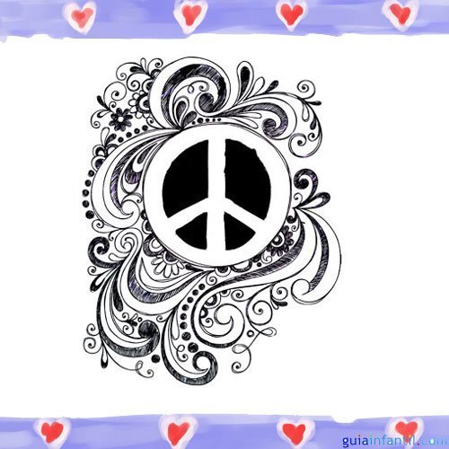 Símbolo de la paz. Imagen para pintar con niños