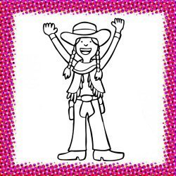 Disfraz de vaquera para colorear con niños