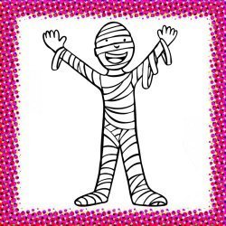 Disfraz de momia para colorear con niños