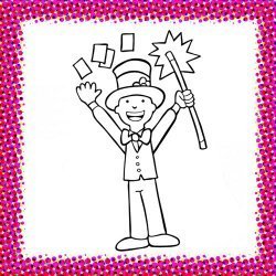 Disfraz de mago para colorear con niños