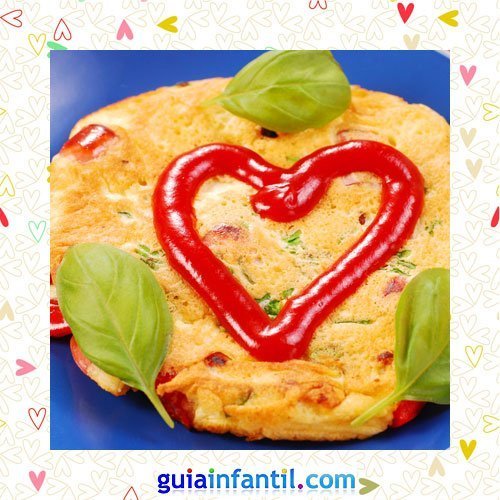 Tortilla con ketchup. Recetas saladas de corazón