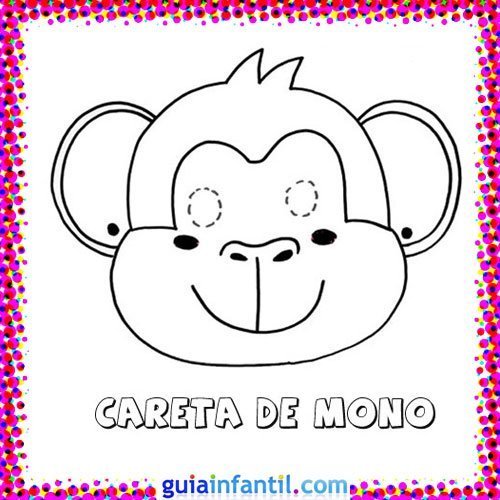 Careta de mono. Dibujos de Carnaval para niños