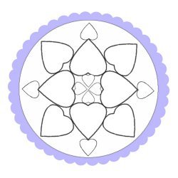 Dibujo de un mandala de corazones para pinar