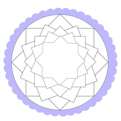 Dibujo de un mandala de estrellas para pintar