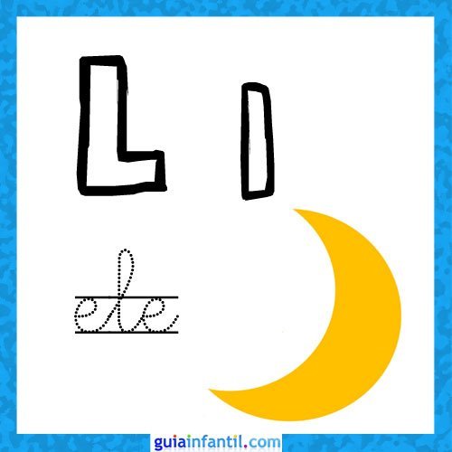 Letra L. Fichas con el abecedario para niños