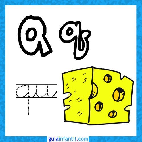 Letra Q. Fichas con el abecedario para niños