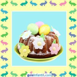 Tartas de Pascua decoradas. Bizcocho con flores