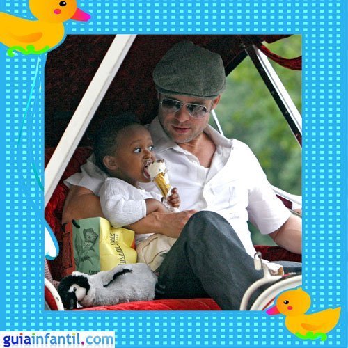 El actor Brad Pitt con la pequeña Zahara Marley