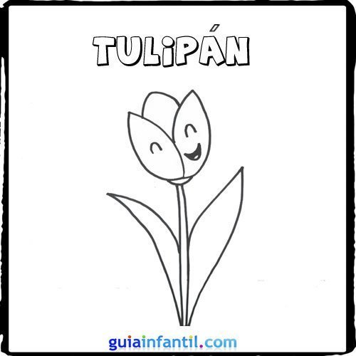 Dibujo de un tulipán para pinar con los niños