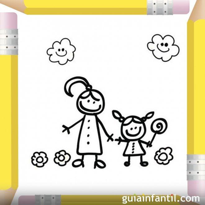 Niña con una piruleta. Dibujos para pintar el Día de la Madre