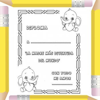 Diploma para la madre más divertida. Dibujos para colorear
