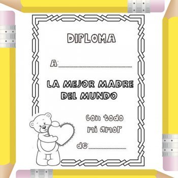 Diploma a la mejor mamá. Dibujos para pintar