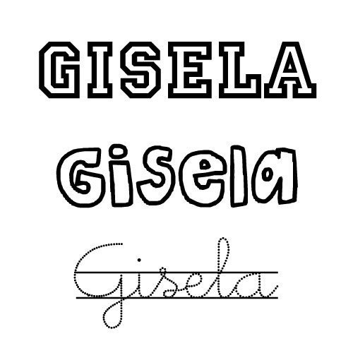 Nombre Gisela para imprimir y colorear