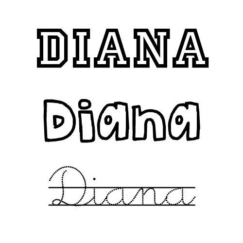 Dibujo del nombre para niñas Diana para colorear