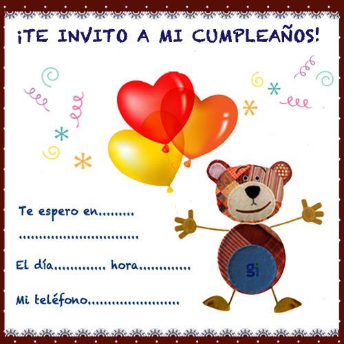 Invitación de cumpleaños del Oso Traposo con globos