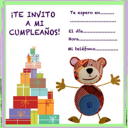 Invitaciones de cumpleaños con el Oso Traposo para niños