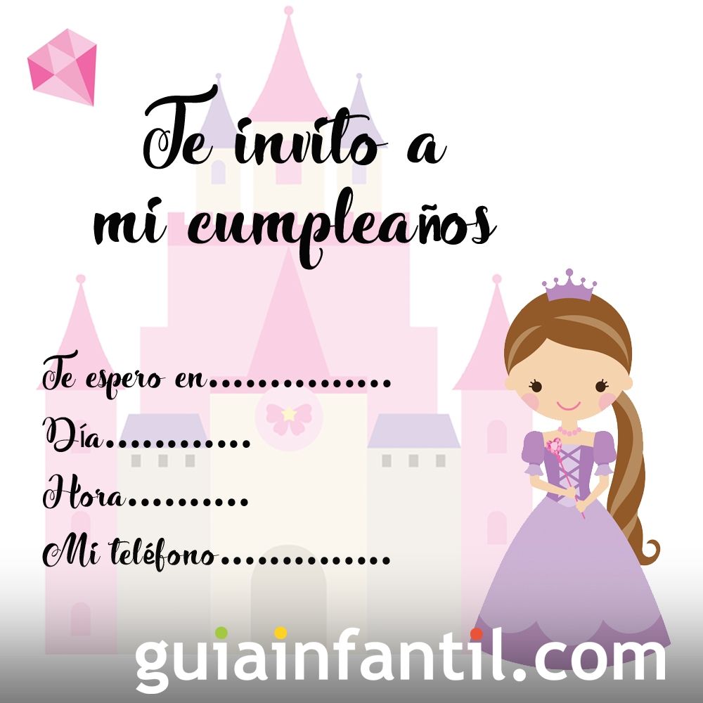 Invitaciones con princesas para fiestas de cumpleaños infantiles