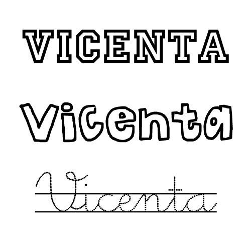 Dibujo del nombre Vicenta para pintar