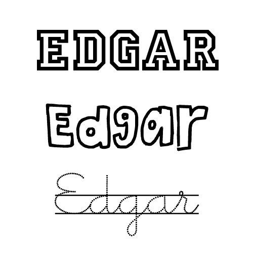 Dibujo del nombre Edgar para imprimir y pintar