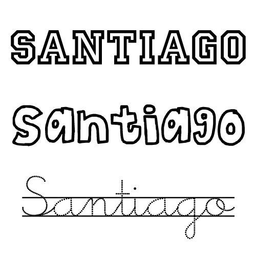 Dibujo del nombre Santiago para imprimir y pintar