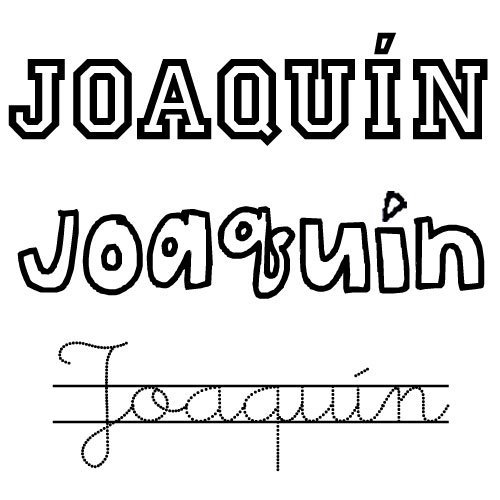 Dibujo del nombre Joaquín para pintar e imprimir