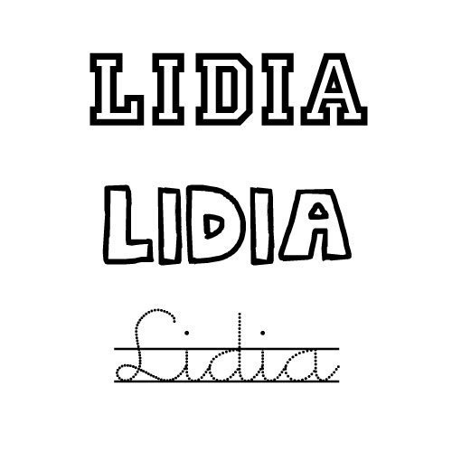 Dibujo del nombre Lidia para pintar y colorear