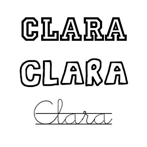 Dibujo del nombre Clara para pintar e imprimir