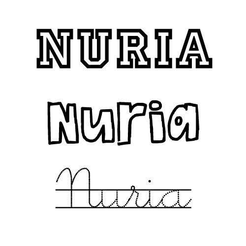 Dibujo para colorear del nombre para niñas Nuria