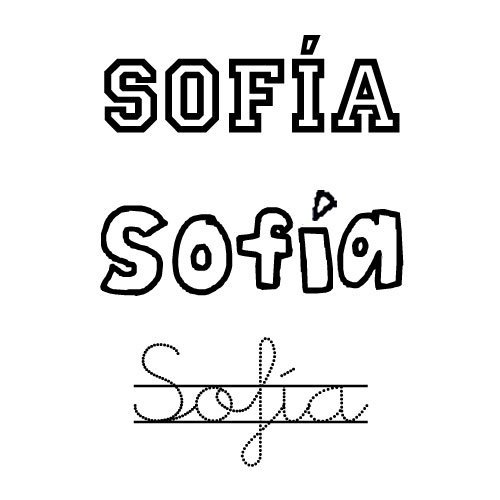 Dibujo del nombre Sofía para imprimir y pintar