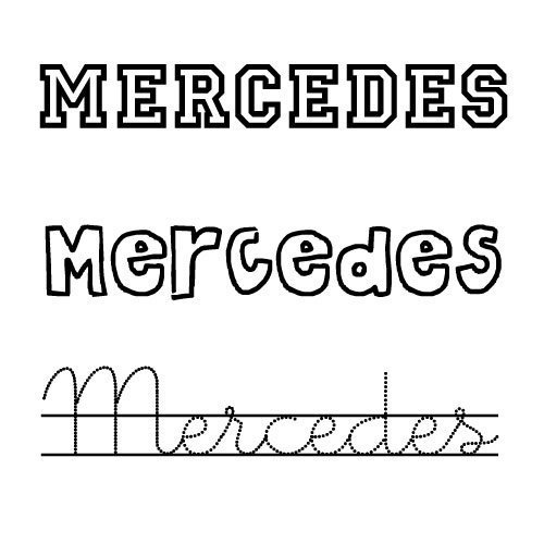 Dibujo para colorear del nombre Mercedes