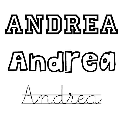 Dibujo del nombre Andrea para imprimir y pintar
