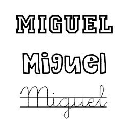 Dibujo del nombre para niños Miguel
