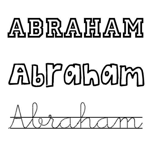 Dibujo para colorear e imprimir del nombre Abraham