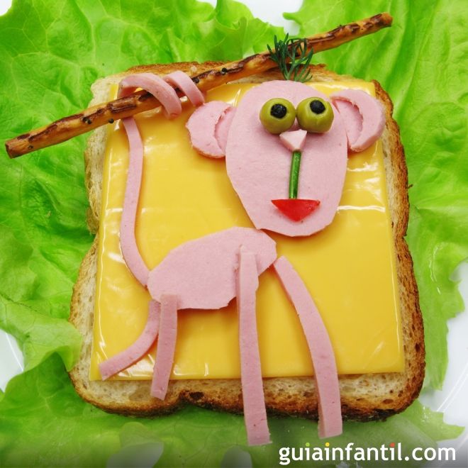 3- Sándwich de jamón y queso: mono
