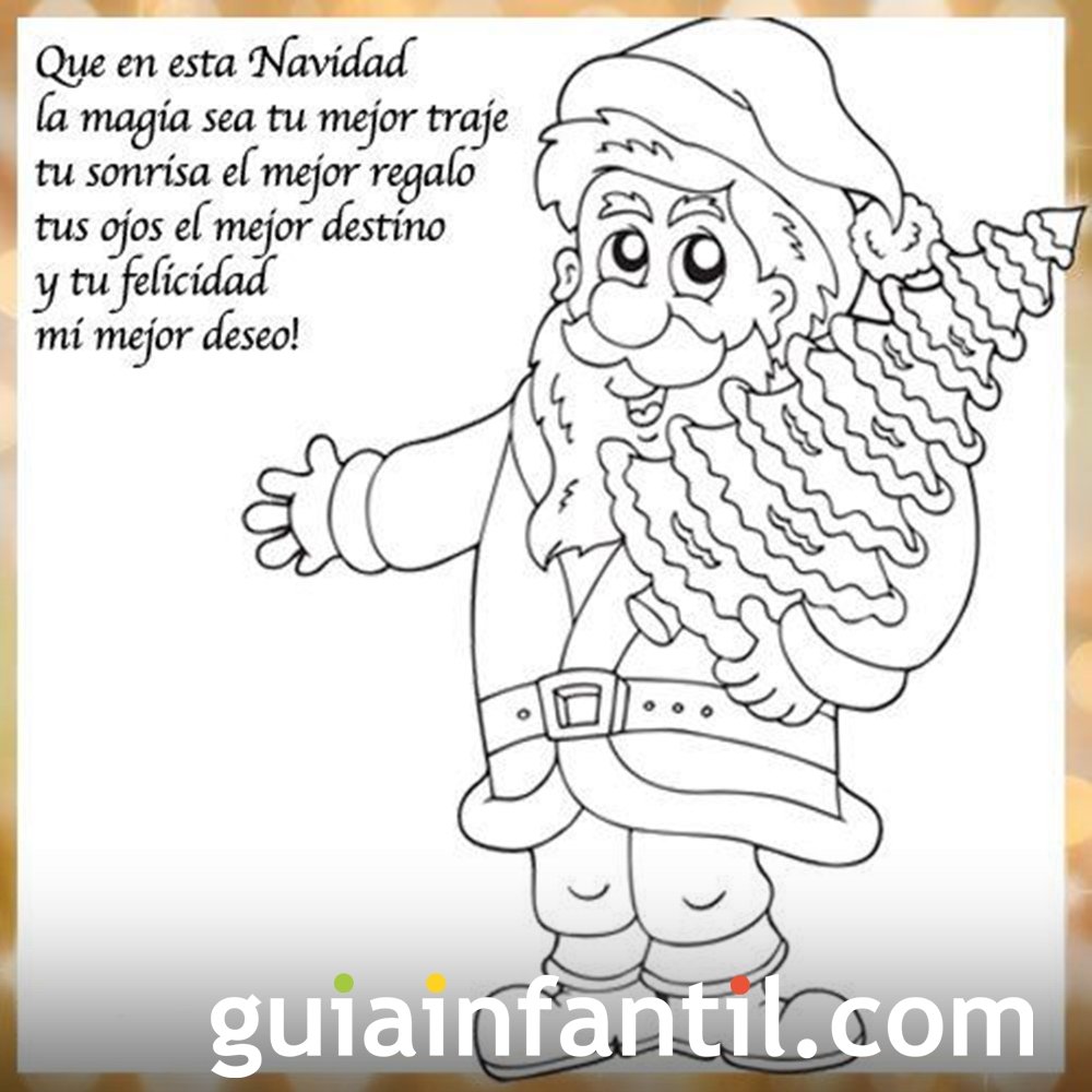 Dibujo de Papá Noel para imprimir con frase de Navidad