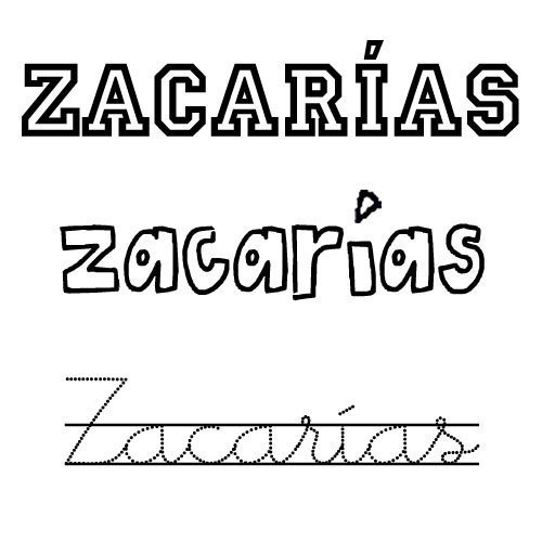 Dibujo para colorear del nombre Zacarías