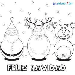 Dibujo para colorear de oso Traposo, Papá Noel y su reno