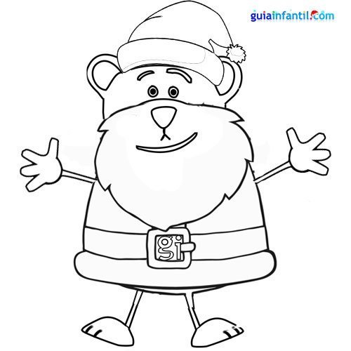 Dibujo de oso Traposo disfrazado de Papá Noel