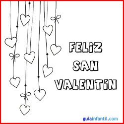 Dibujo de corazones para colorear. Tarjeta de San Valentín