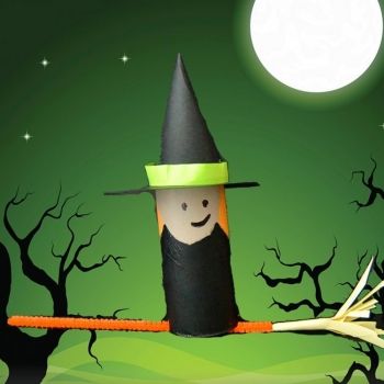 Bruja de Halloween con rollo de papel higiénico