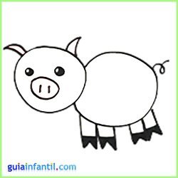 Dibujo de cerdo para pintar. Dibuja los animales de la granja