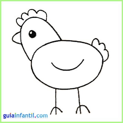 Dibuja un gallina. Conoce los animales de la granja