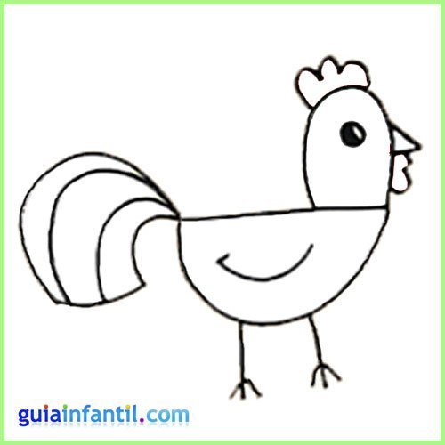 Dibujo de gallo para colorear. Los animales de la granja