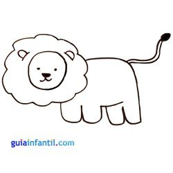 Dibujo de un león para colorear. Animales de la selva para niños