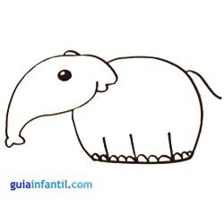 Dibujo de un elefante para niños. Animales de la selva para colorear