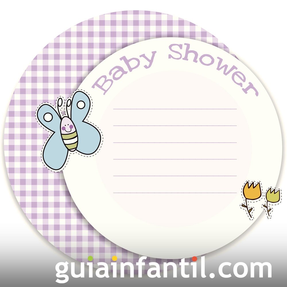 Invitación de niña para Baby Shower con mariposa