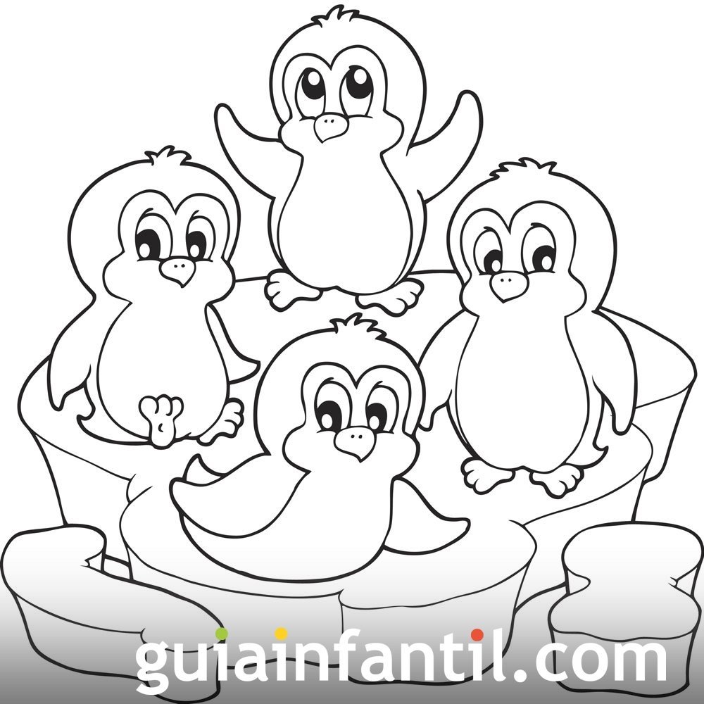 Dibujo de pingüinos para colorear e imprimir