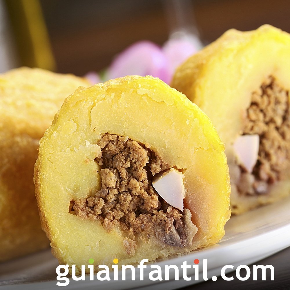 Papas rellenas de carne. Receta chilena para niños