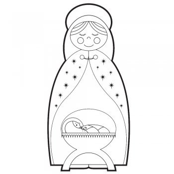 Dibujo recortable de la Virgen y el Niño Jesús